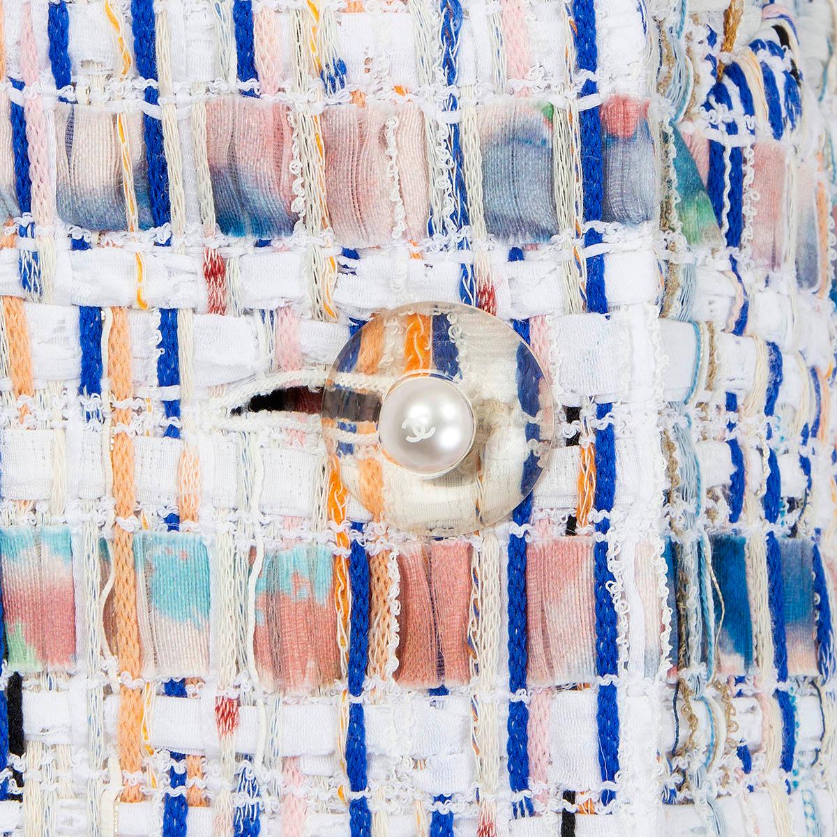 CHANEL Veste en coton blanc et multicolore à franges, 2018, taille 36 XS en vente 2