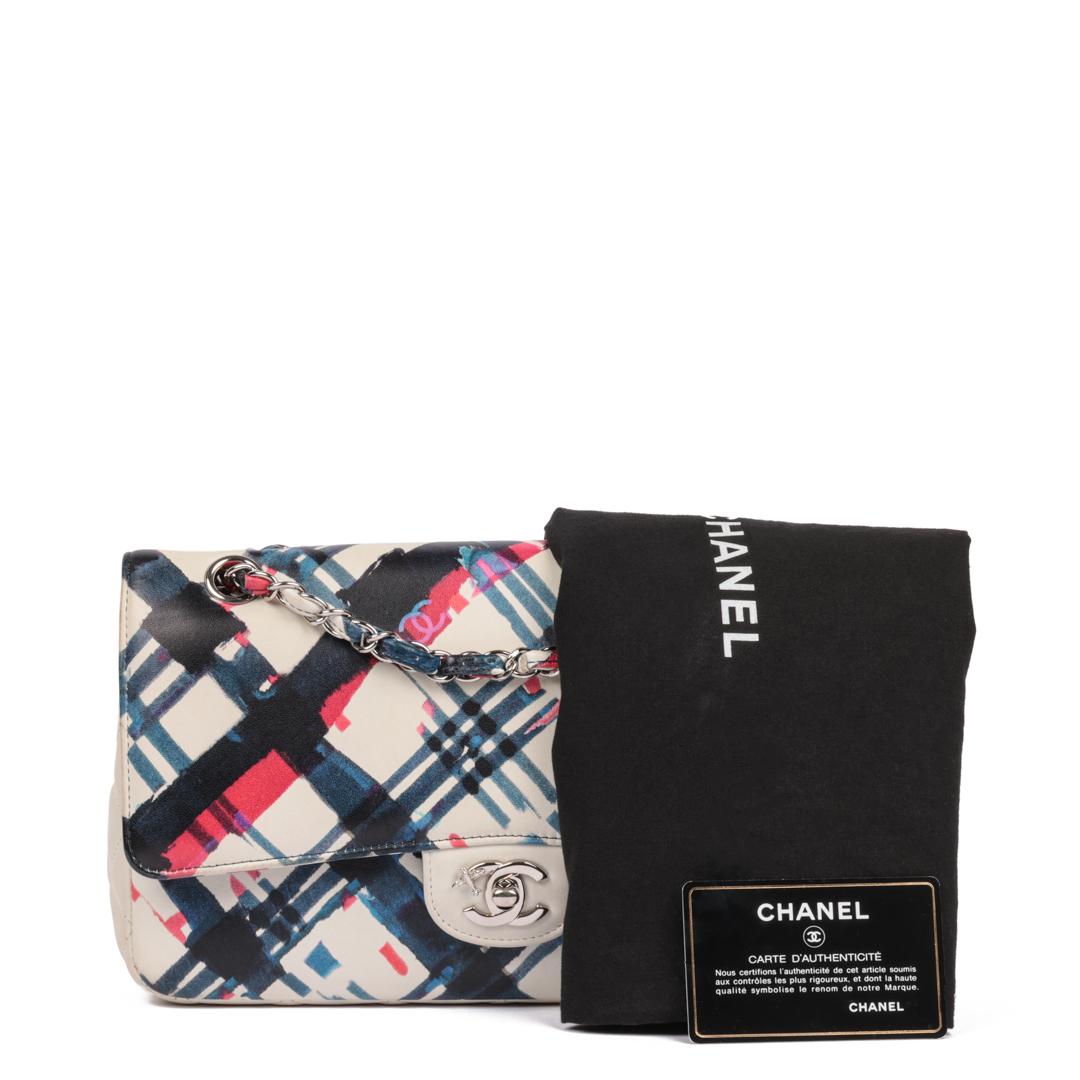 CHANEL White Multicolour Quilted Lambskin Airlines Medium Classic Double Flap Ba For Sale 8