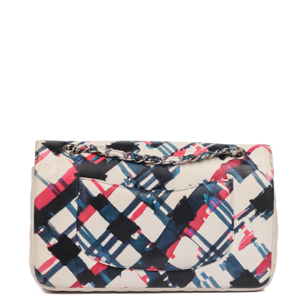 Women's CHANEL White Multicolour Quilted Lambskin Airlines Medium Classic Double Flap Ba For Sale