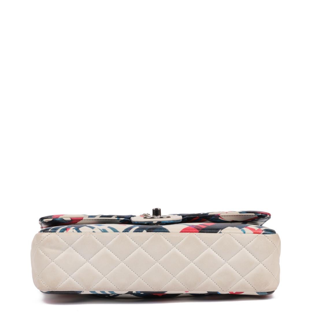 CHANEL White Multicolour Quilted Lambskin Airlines Medium Classic Double Flap Ba For Sale 1