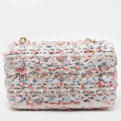 Chanel White/Multiicolor Quilted Tweed New Mini Classic Flap Bag