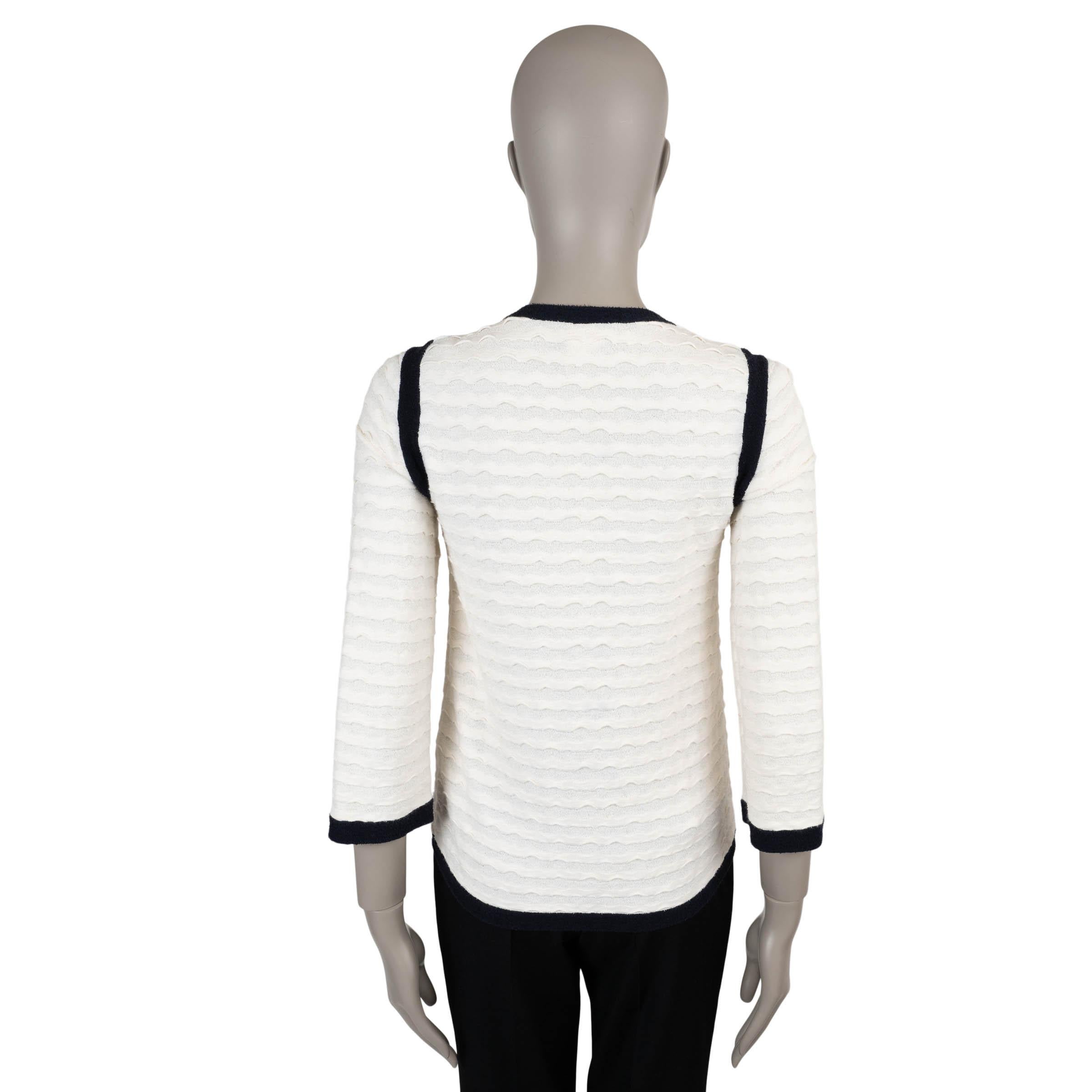 CHANEL blanco y azul marino 12C ANTIBES JACQUARD Piqué Chaqueta 34 XXS Gris en venta