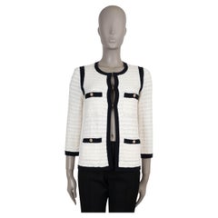 Chanel bianco e blu 12C ANTIBES JACQUARD Giacca in maglia 34 XXS