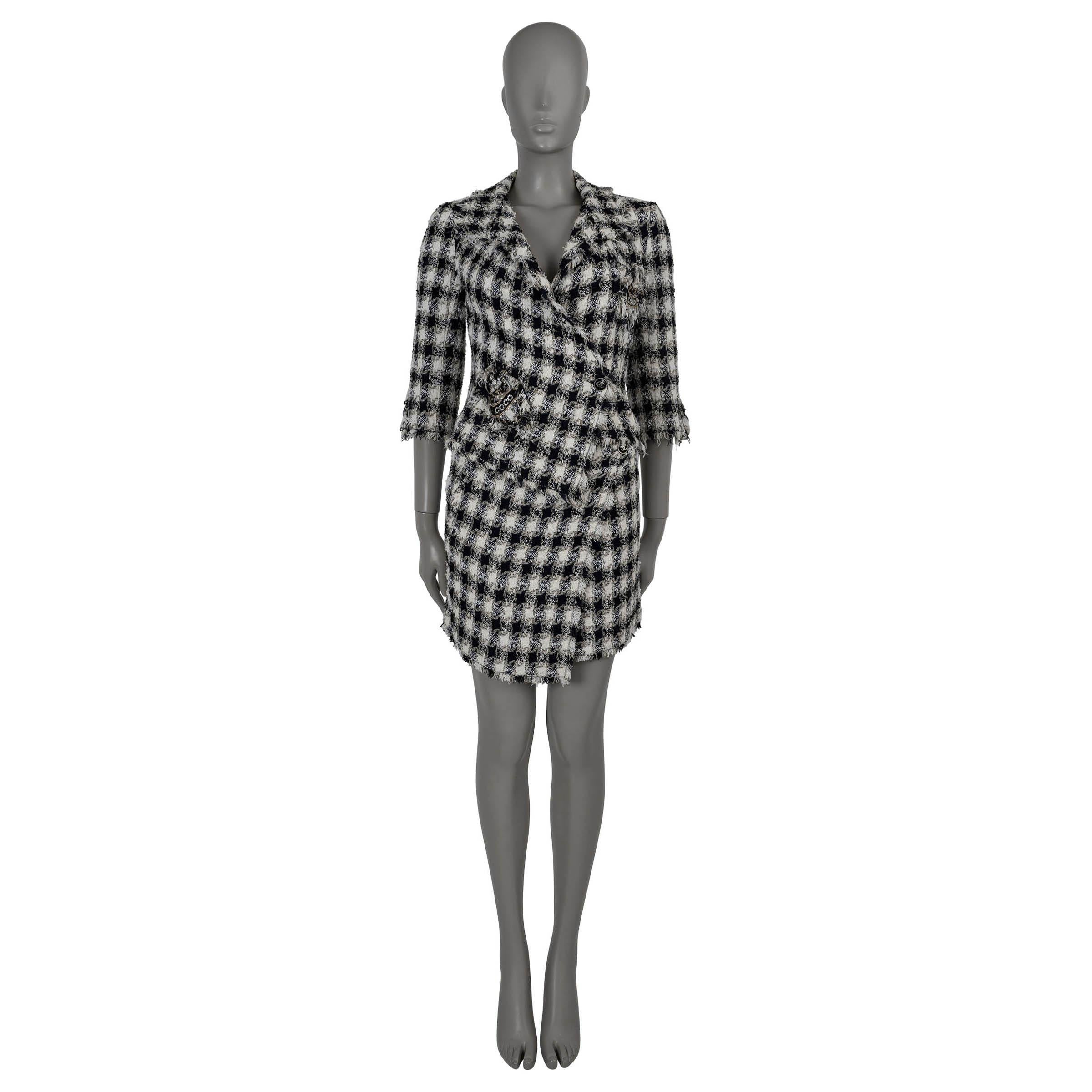 Chanel Gonna MINI in cotone 07P FRINGED PLAID TWEED bianco navy beige 36 XS in vendita 2