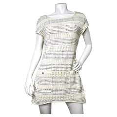 Chanel White & Navy Sequins Cotton Knit Tunic Mini Dress 2017