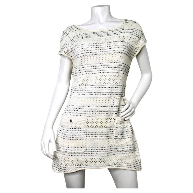 chanel white knit dress and Navy Sequins Cotton Tunic Mini 2017 For Sale at 1stDibs Valentine_Day_Dress