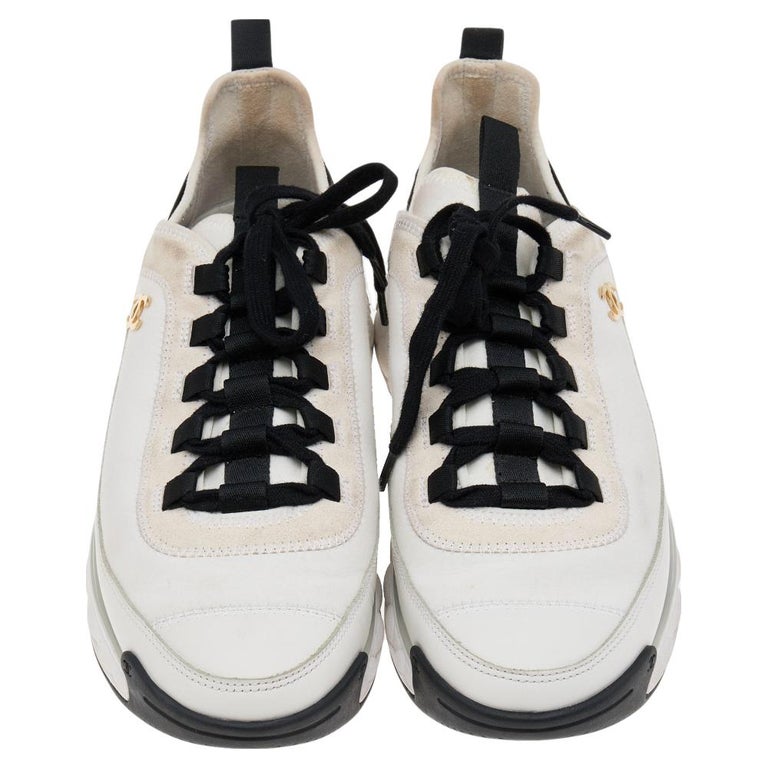 Chanel White Neoprene And Leather CC Low Top Sneakers Size 39.5 Chanel |  The Luxury Closet