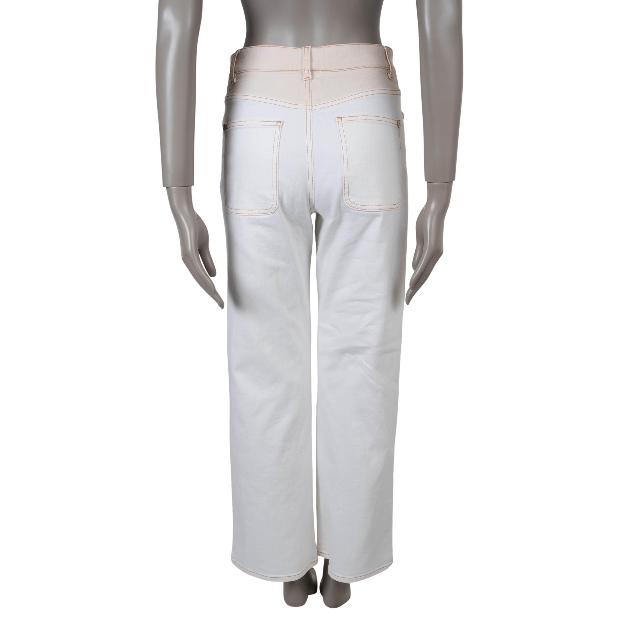 CHANEL blanco y nude vaquero de algodón 18C GRIS ROJO Pantalones vaqueros 36 XS Gris en venta