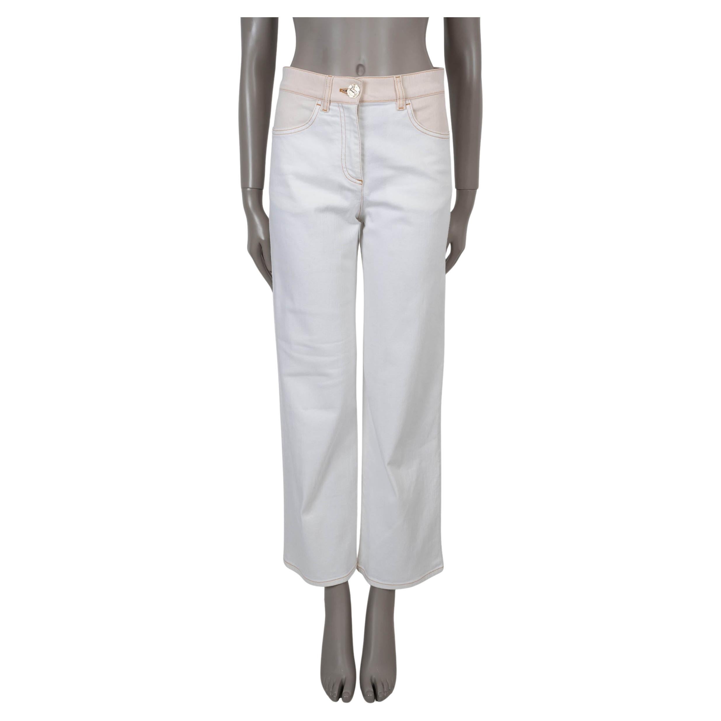 CHANEL weiß & nackt Baumwoll-Denim 18C GRIECHENLAND STRAIGHT Jeans-Hose 36 XS