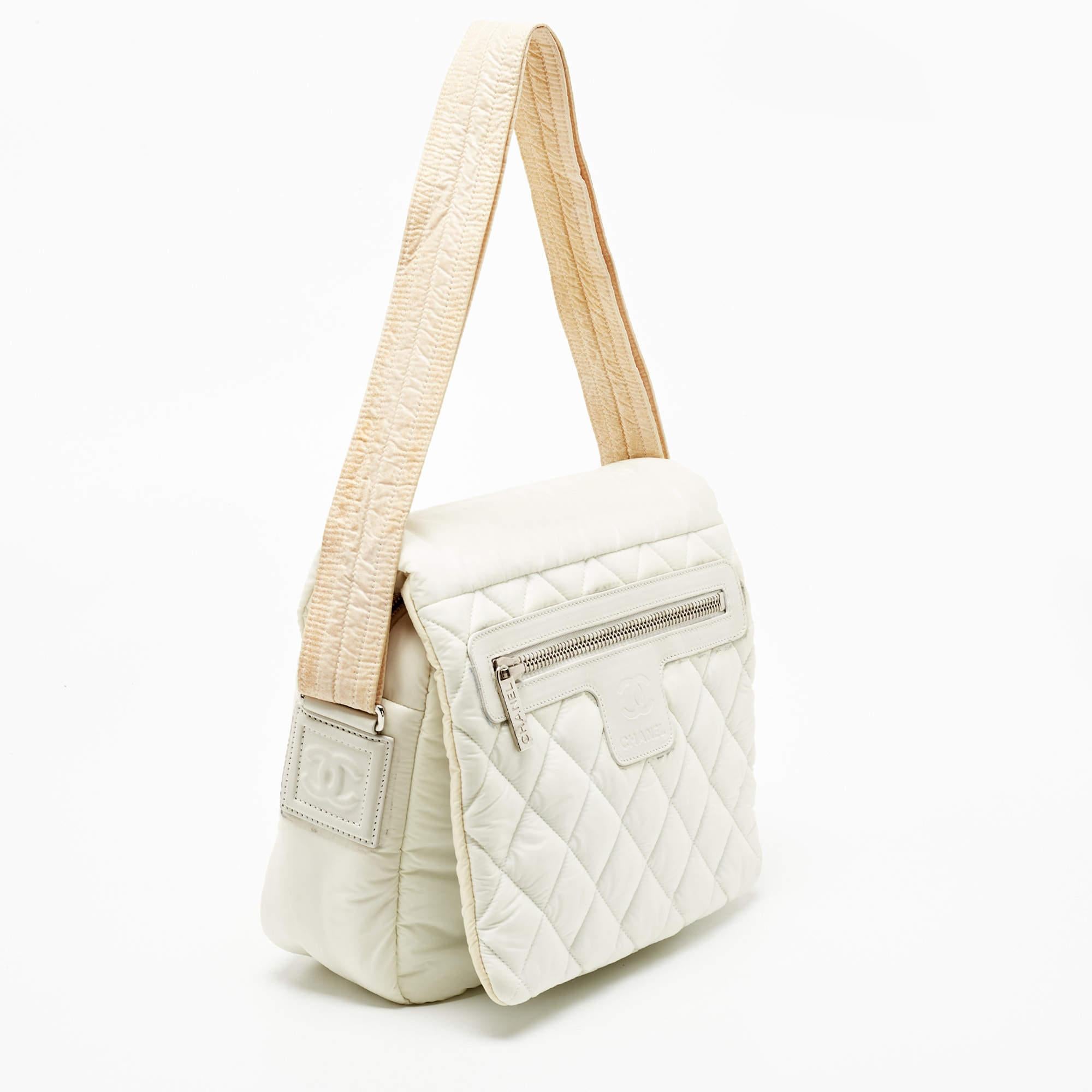 Chanel White Nylon Coco Cocoon Messenger Bag 1