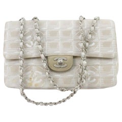 Chanel White Nylon New Travel Single Flap Shoulder Bag