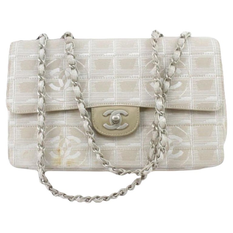 Chanel White Nylon New Travel Single Flap Shoulder Bag at 1stDibs
