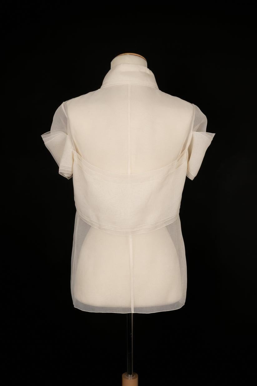 Chanel White Organza Blouse In Good Condition In SAINT-OUEN-SUR-SEINE, FR