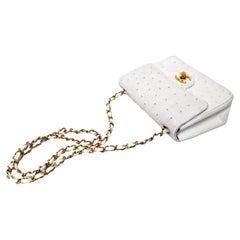 Chanel White Ostrich Leather Mini Flap Bag circa 1980s
