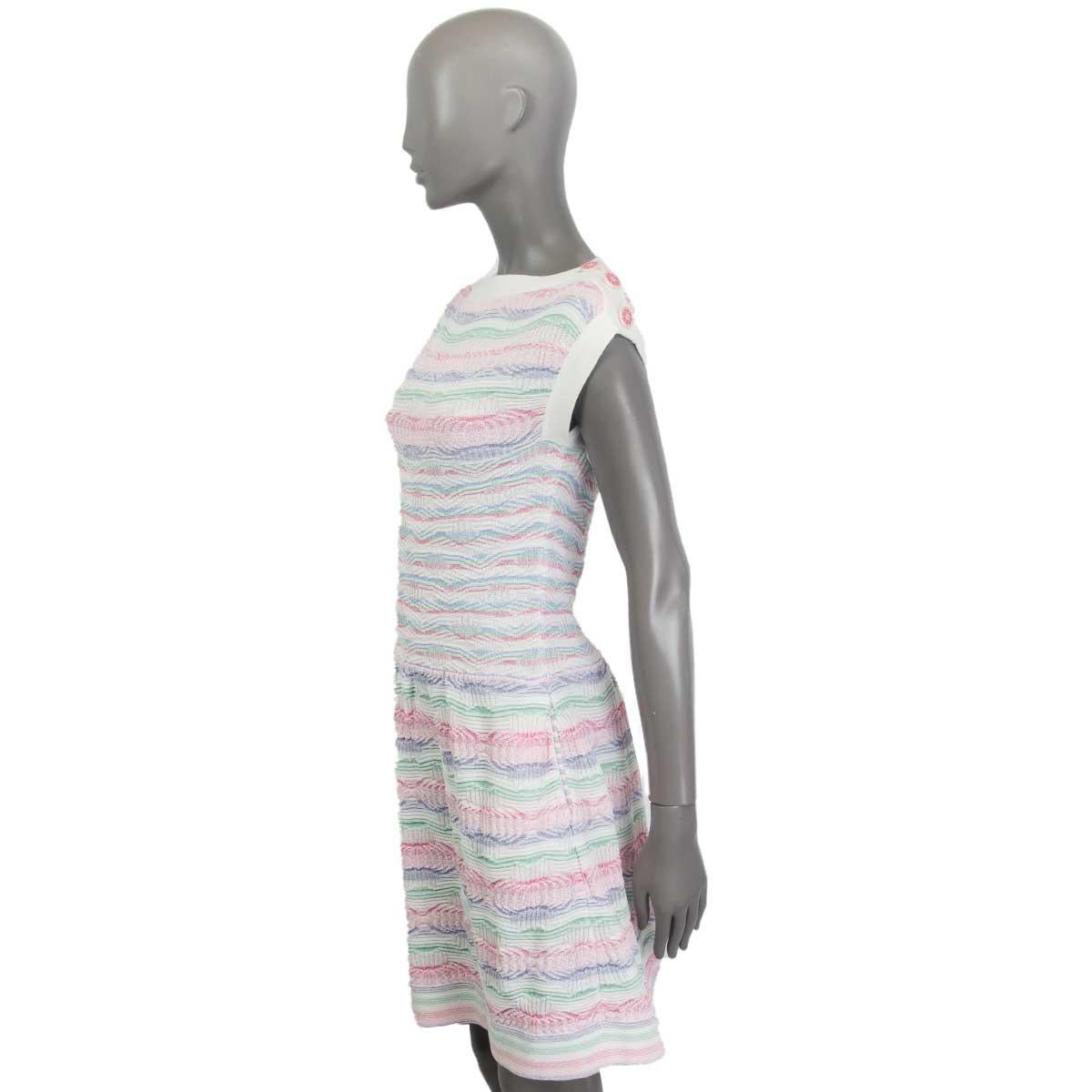 Gray CHANEL white pastels cotton 16C SEOUL Sleeveless Knit Dress 34 XXS