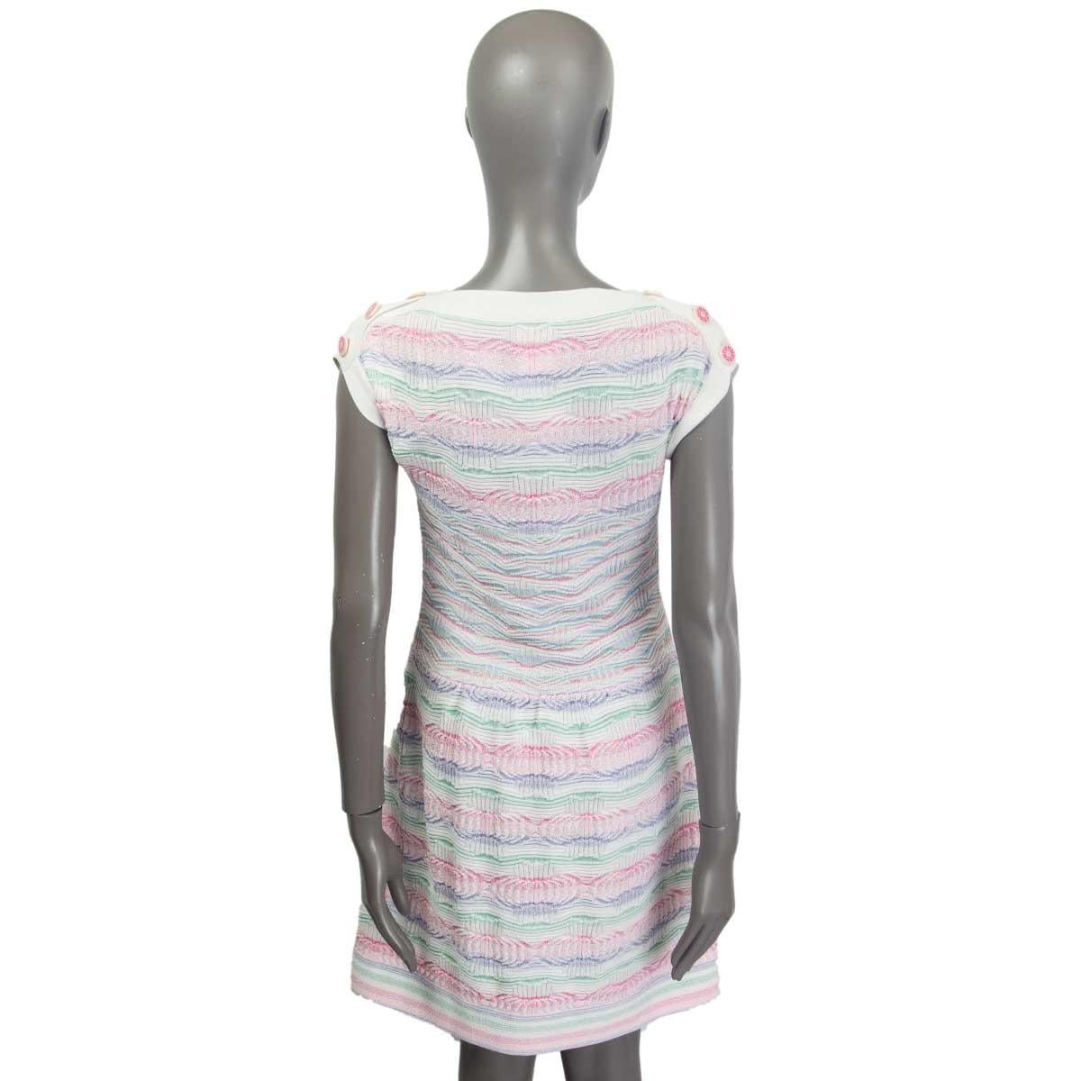 Women's CHANEL white pastels cotton 16C SEOUL Sleeveless Knit Dress 34 XXS