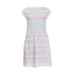 CHANEL white pastels cotton 16C SEOUL Sleeveless Knit Dress 34 XXS