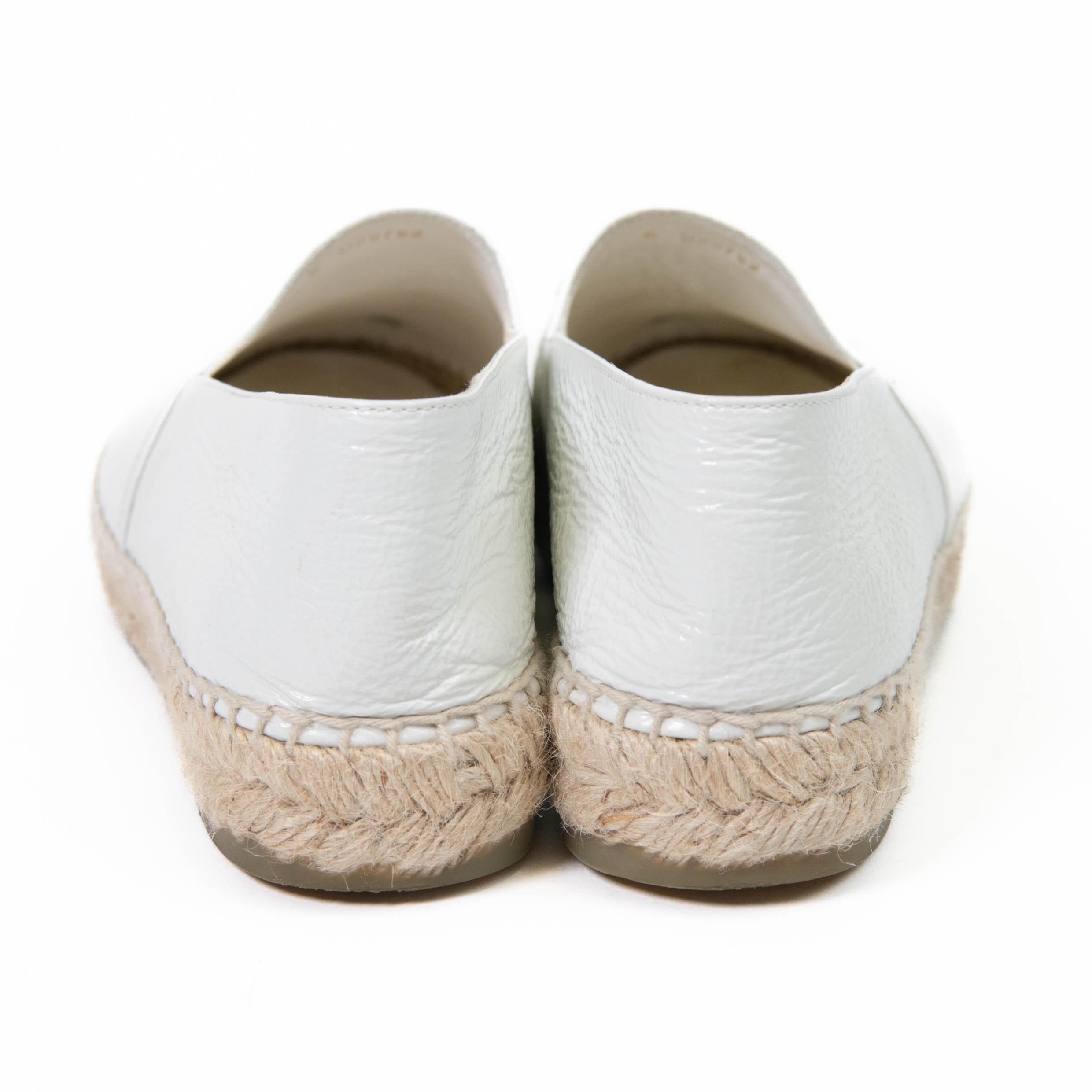 Chanel White Patent Calfskin Leather CC Espadrilles 37 2