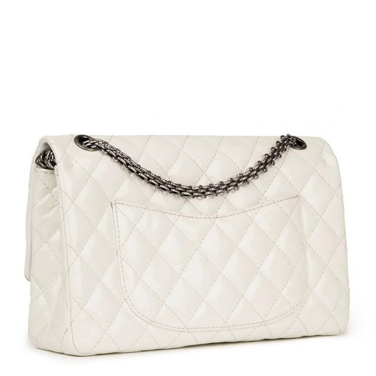 Chanel White Patent Leather 2.55 Reissue 226 Double Flap Bag at 1stdibs