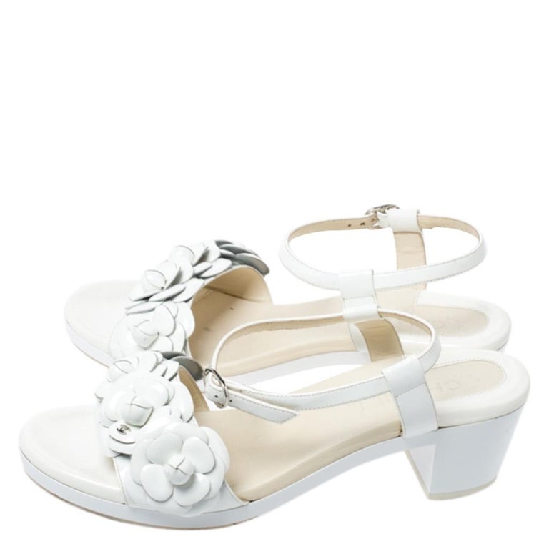chanel white leather sandals