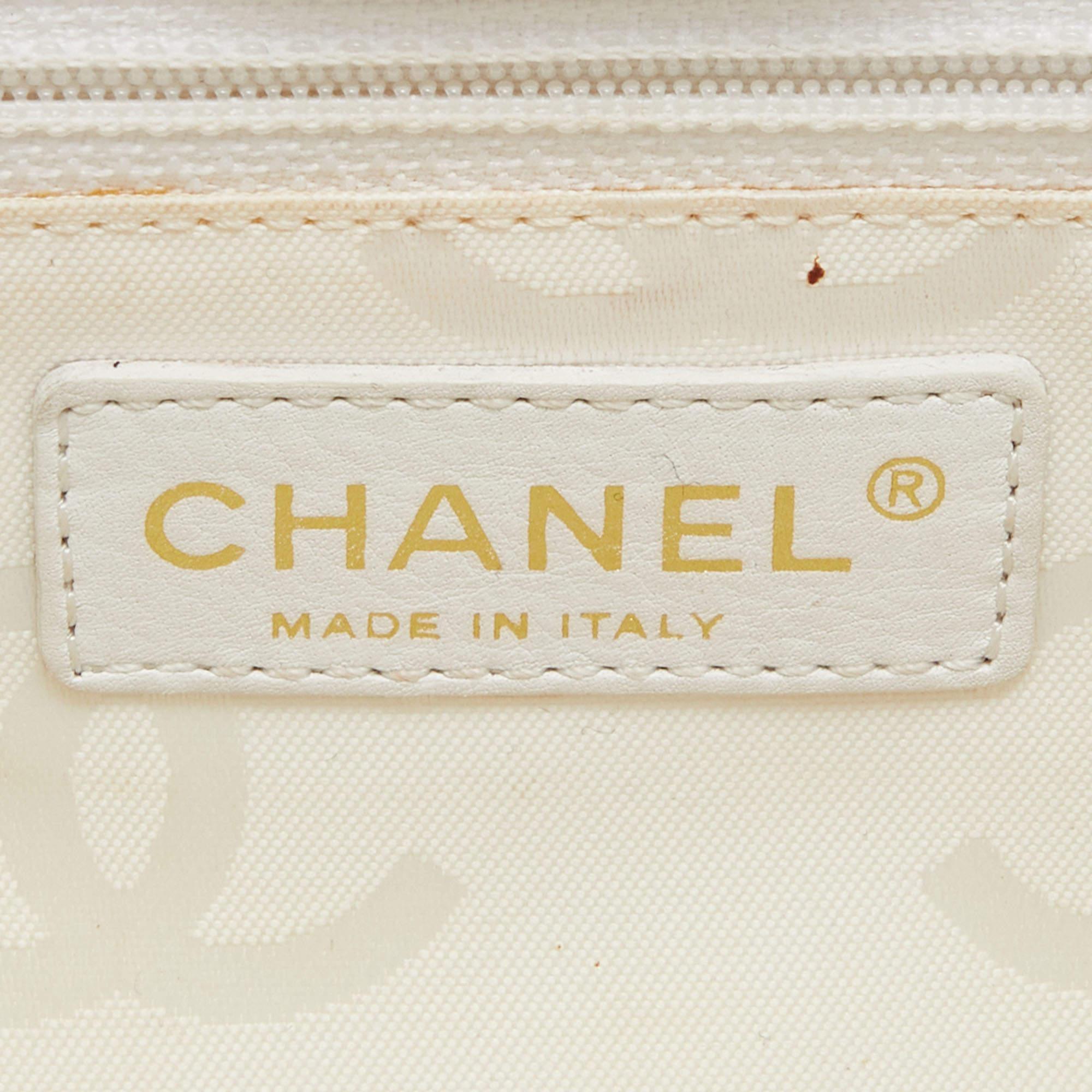 Women's Chanel White Patent Leather Triple CC Logo Tote