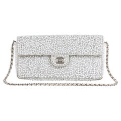 Chanel White Pearl and Swarovski Crystal East-West Evening Bag with Chain Strap