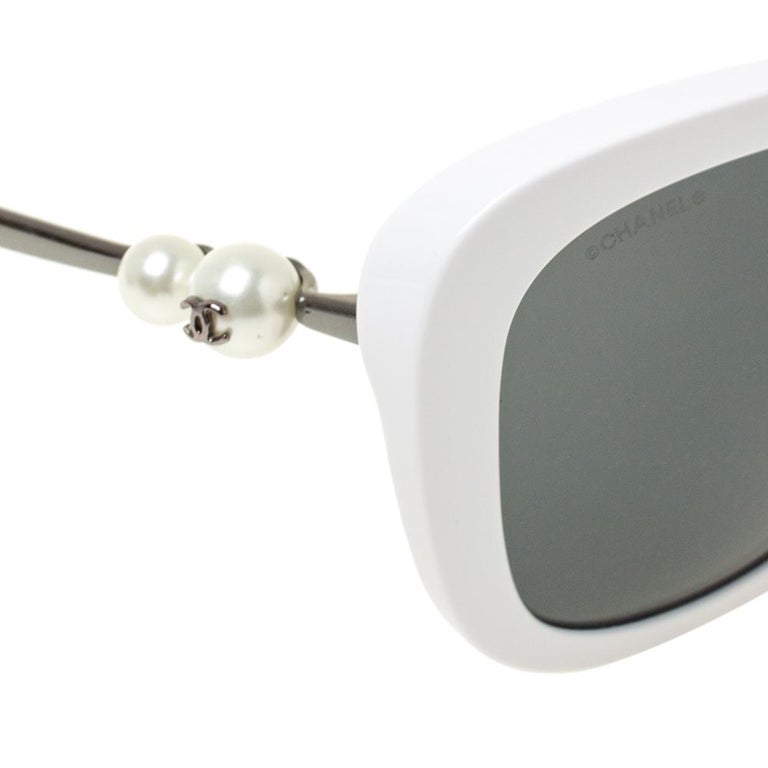 Chanel Blue Acetate Oversized Frame Pearl CC Sunglasses-5339-H