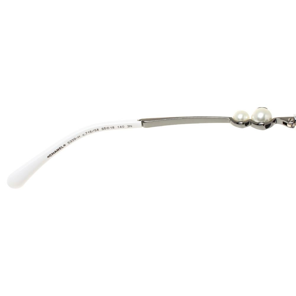 Chanel Weiß Perle verschönert 5339H Quadratische Sonnenbrille 1