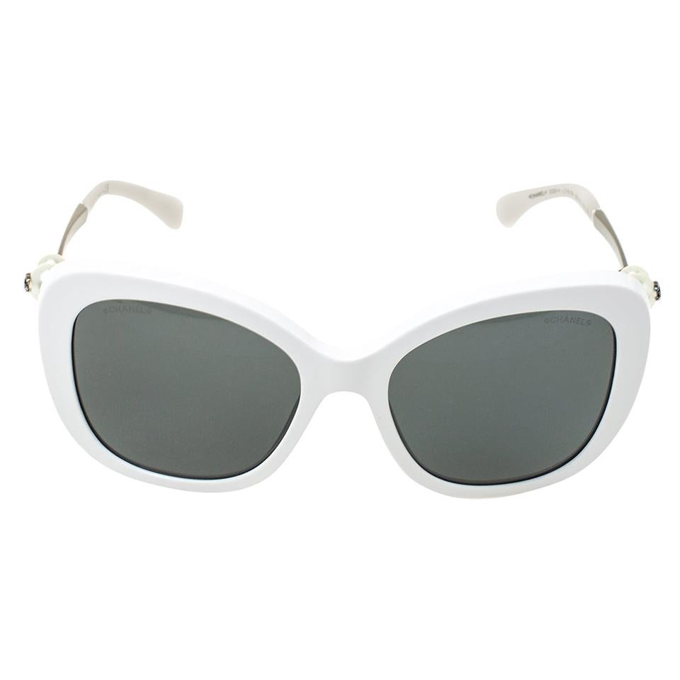 Chanel White Pearl Embellished 5339H Square Sunglasses