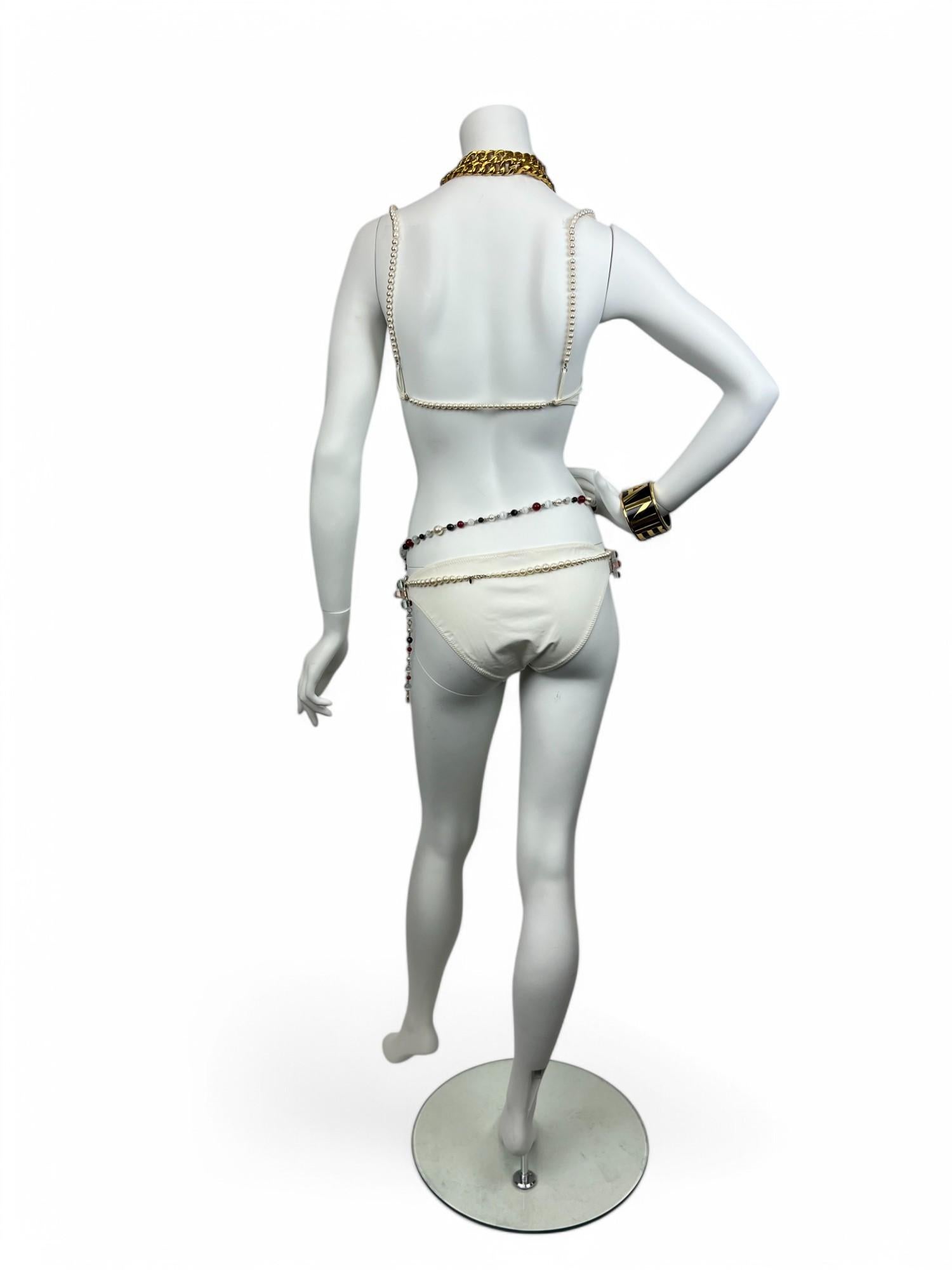 Chanel White Pearl & Lucite Jeweled Bathing Suit For Sale 5