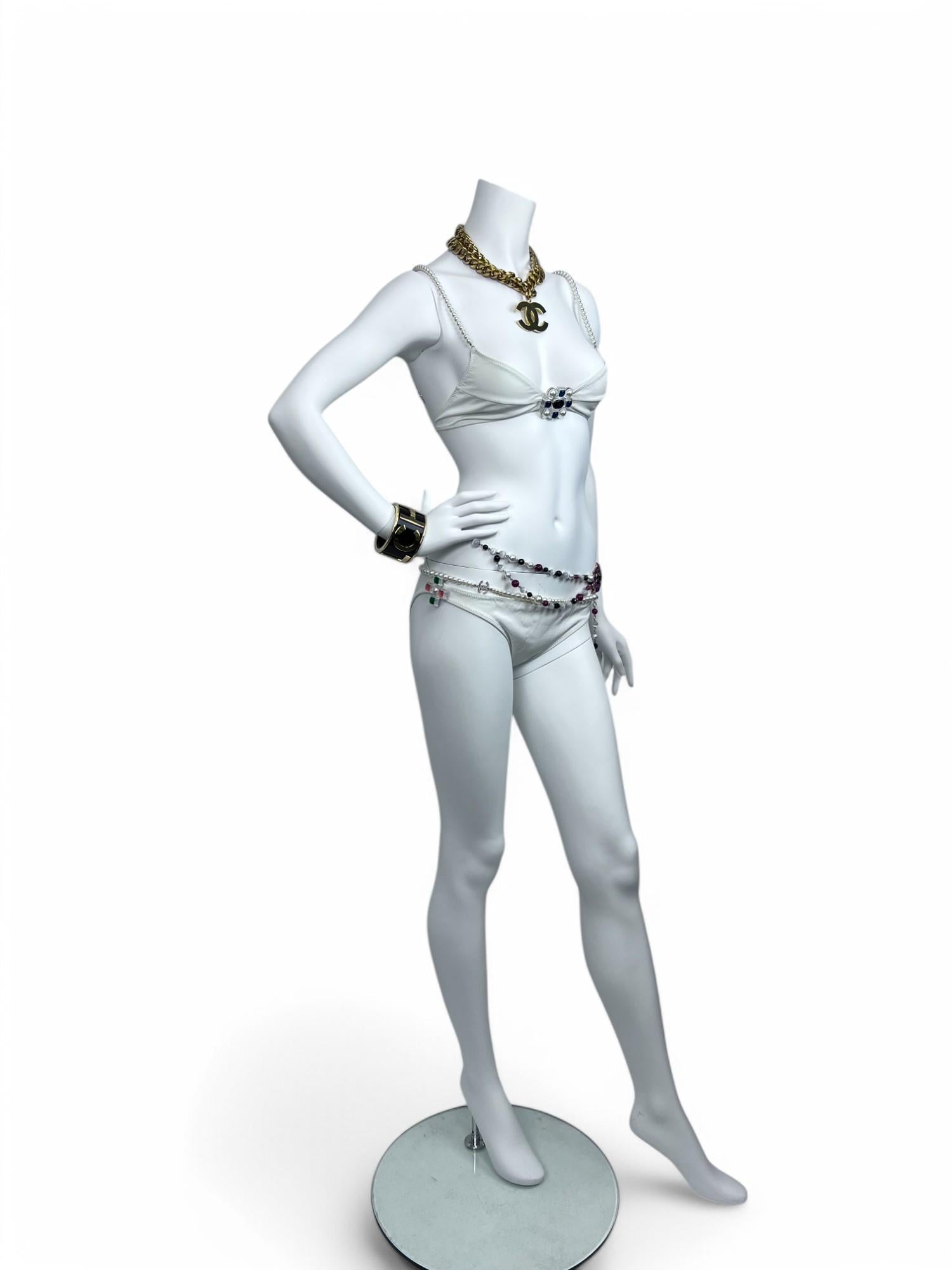 Chanel White Pearl & Lucite Jeweled Bathing Suit For Sale 7