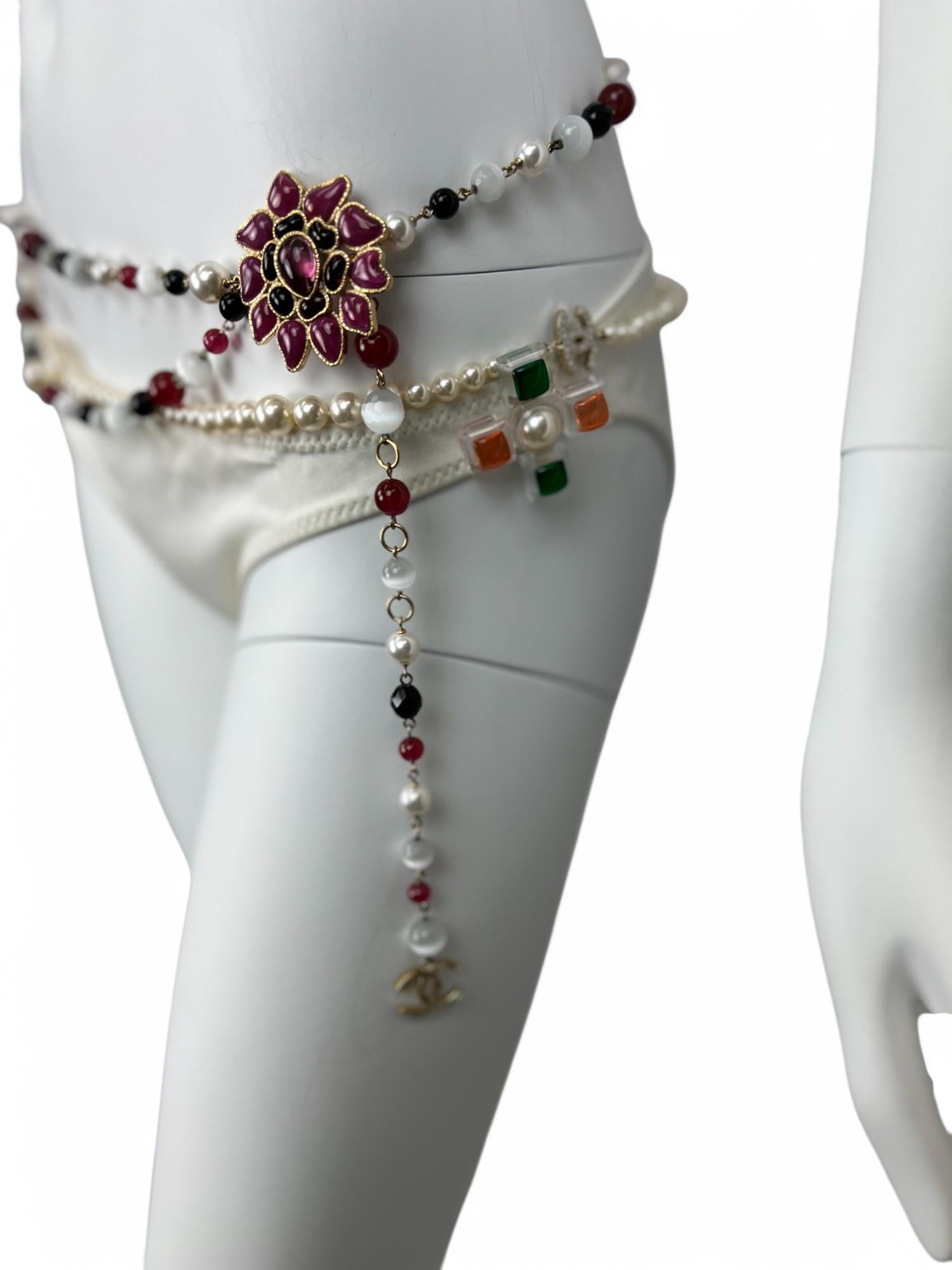 Chanel White Pearl & Lucite Jeweled Bathing Suit For Sale 2