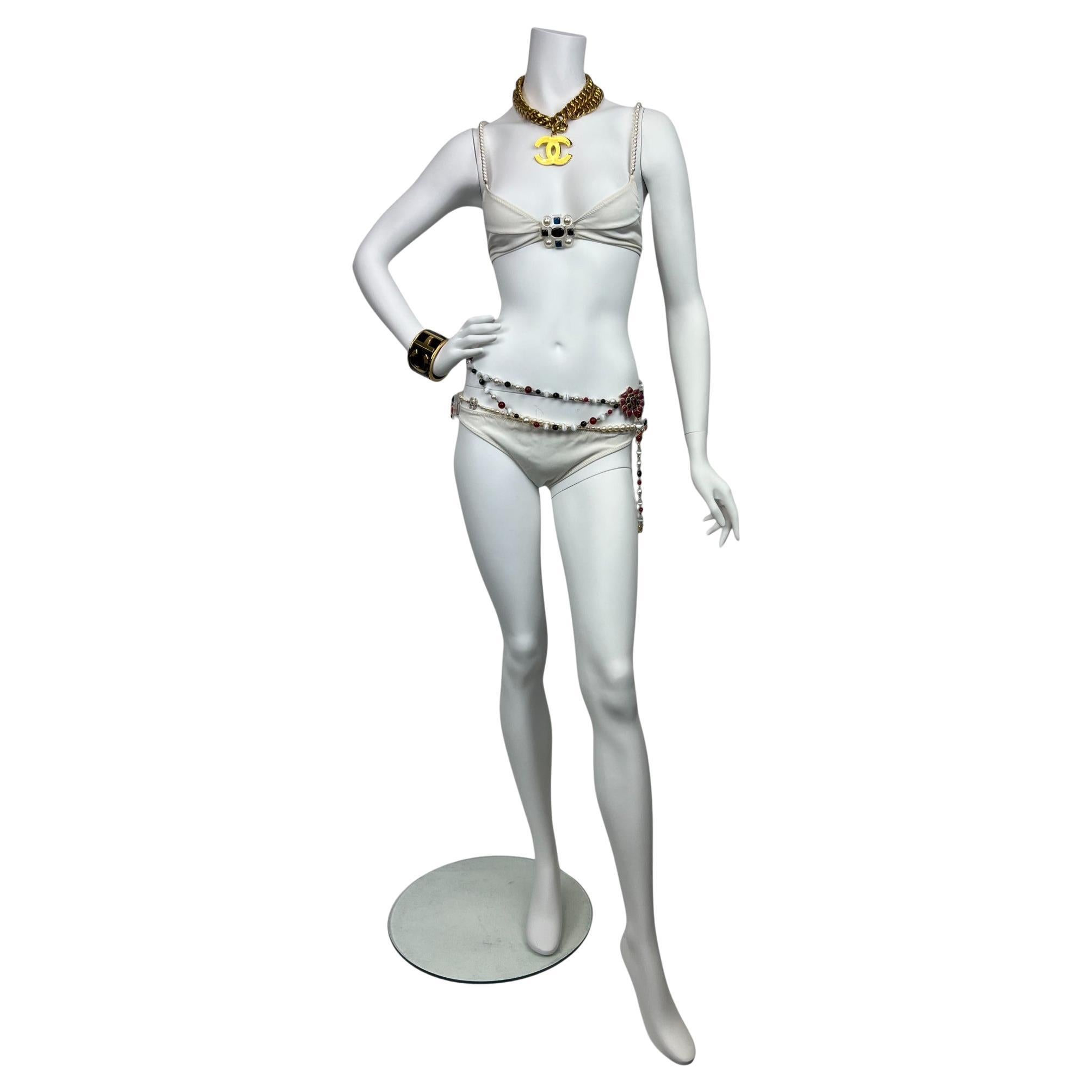Chanel White Pearl & Lucite Jeweled Bathing Suit For Sale