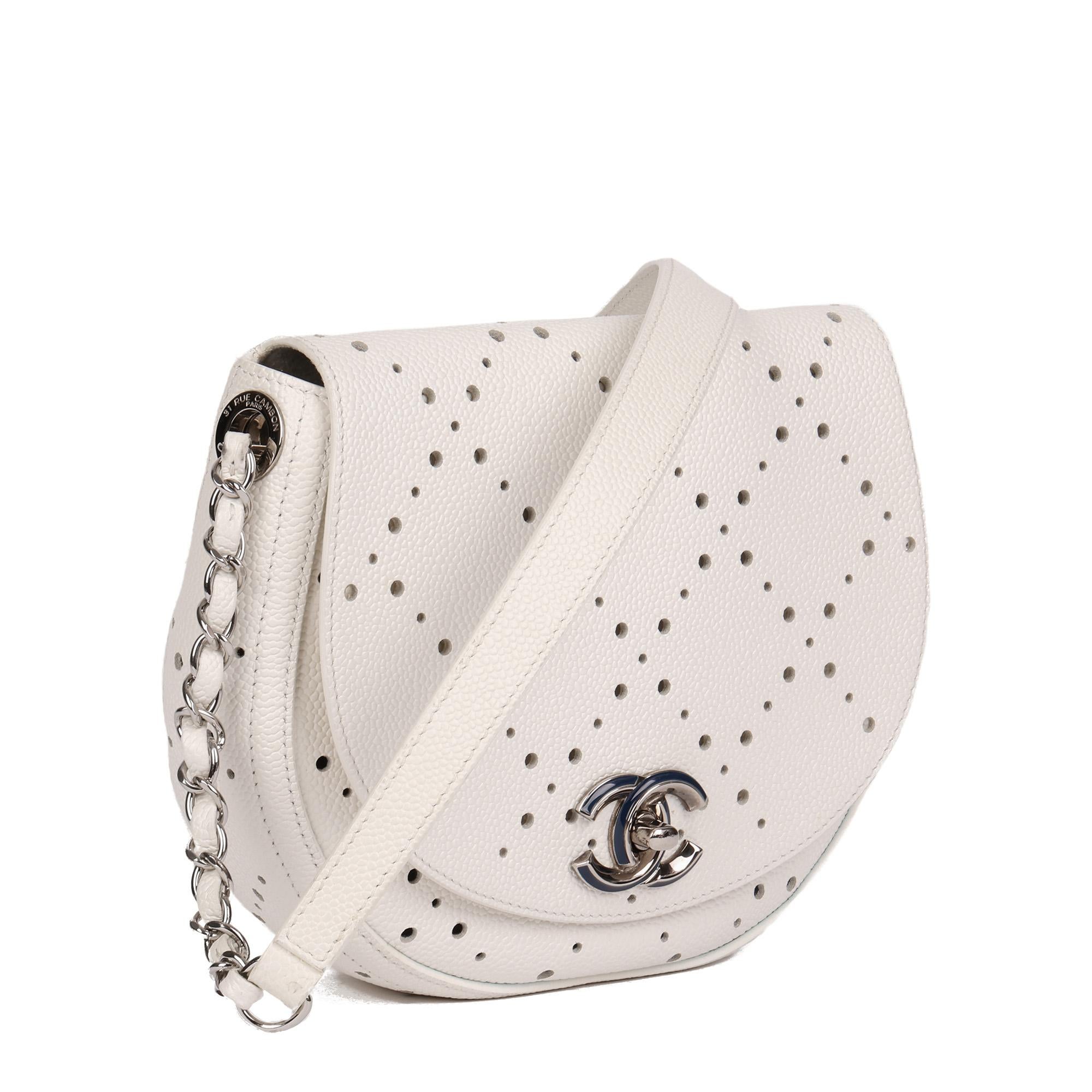 CHANEL
White Perforated Caviar Leather CC Perforated Shoulder Bag

Serial Number: 24080735
Age (Circa): 2018
Accompanied By: Chanel Dust Bag, Authenticity Card
Authenticity Details: Authenticity Card, Serial Sticker (Made in Italy)
Gender: