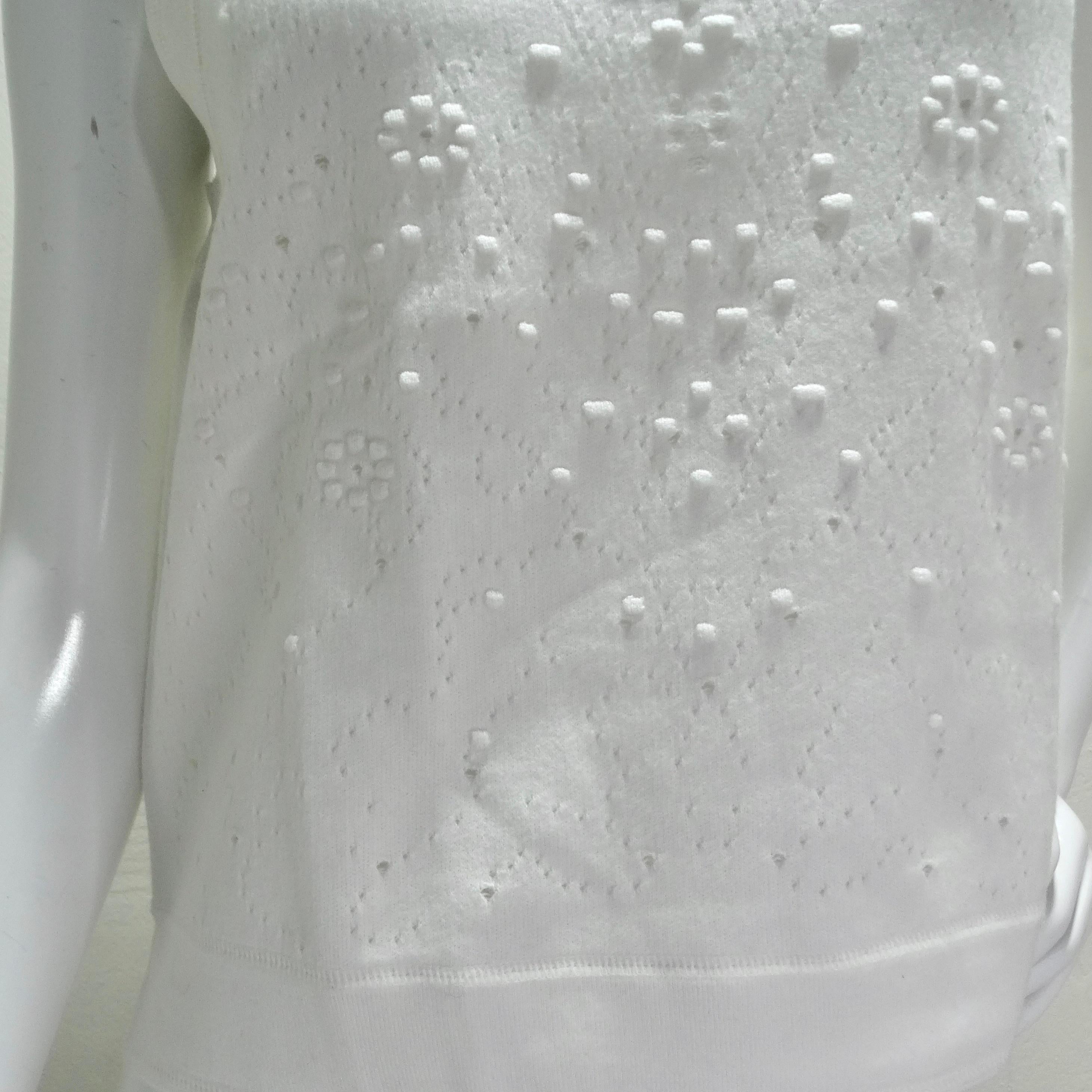 Chanel White Perforated Knit Tank Top In Excellent Condition For Sale In Scottsdale, AZ