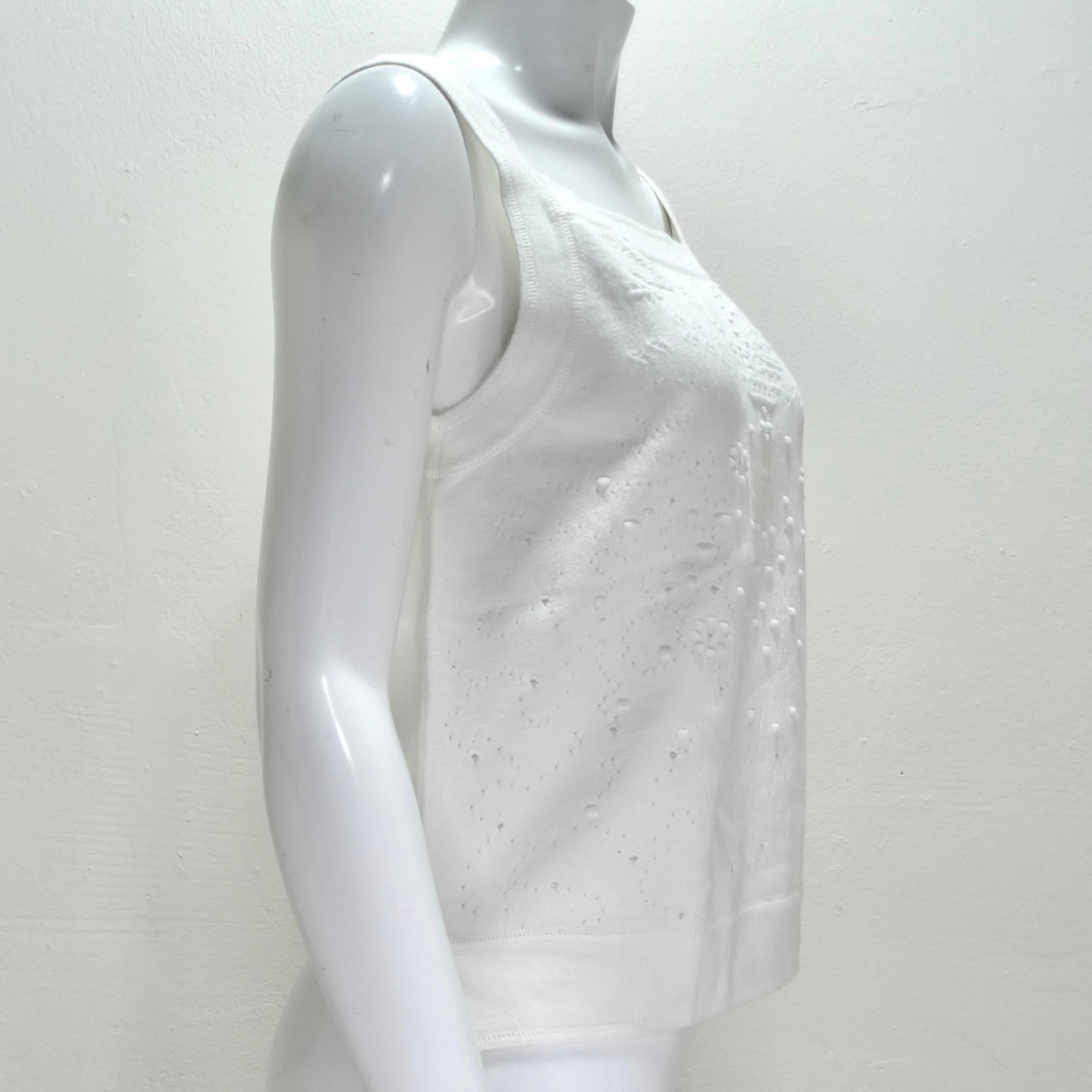 Women's or Men's Chanel White Perforated Knit Tank Top For Sale