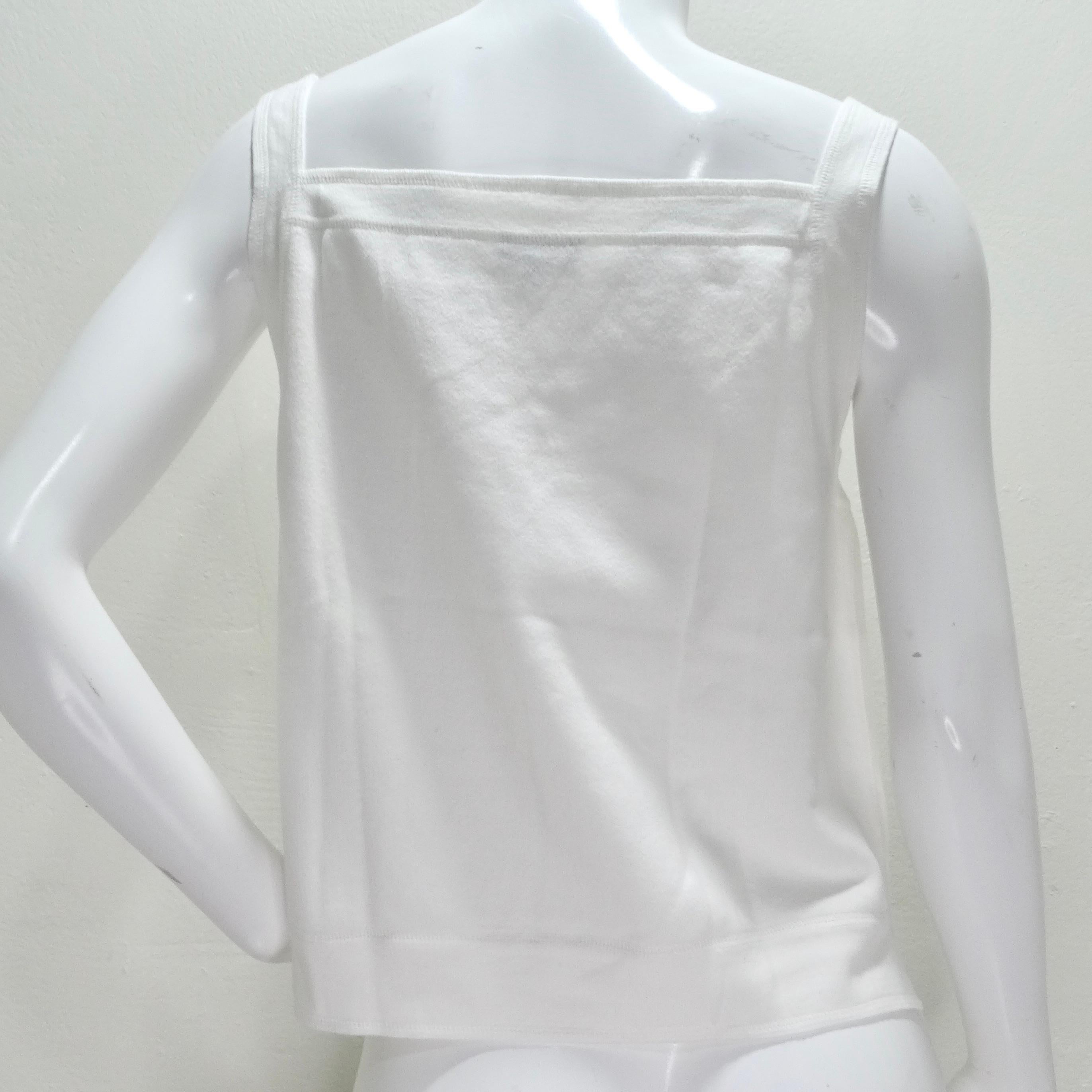 Chanel White Perforated Knit Tank Top For Sale 1