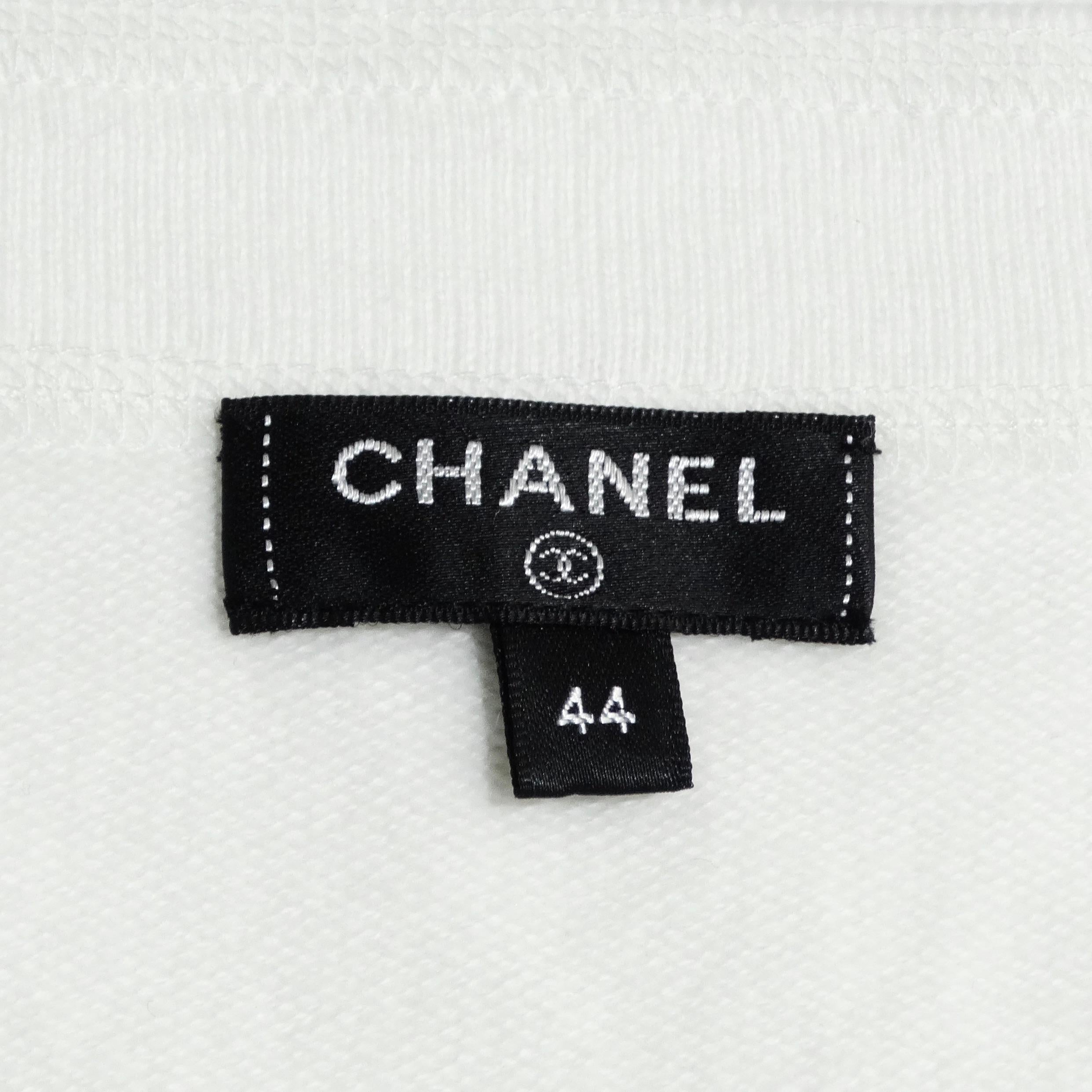 Chanel White Perforated Knit Tank Top For Sale 4