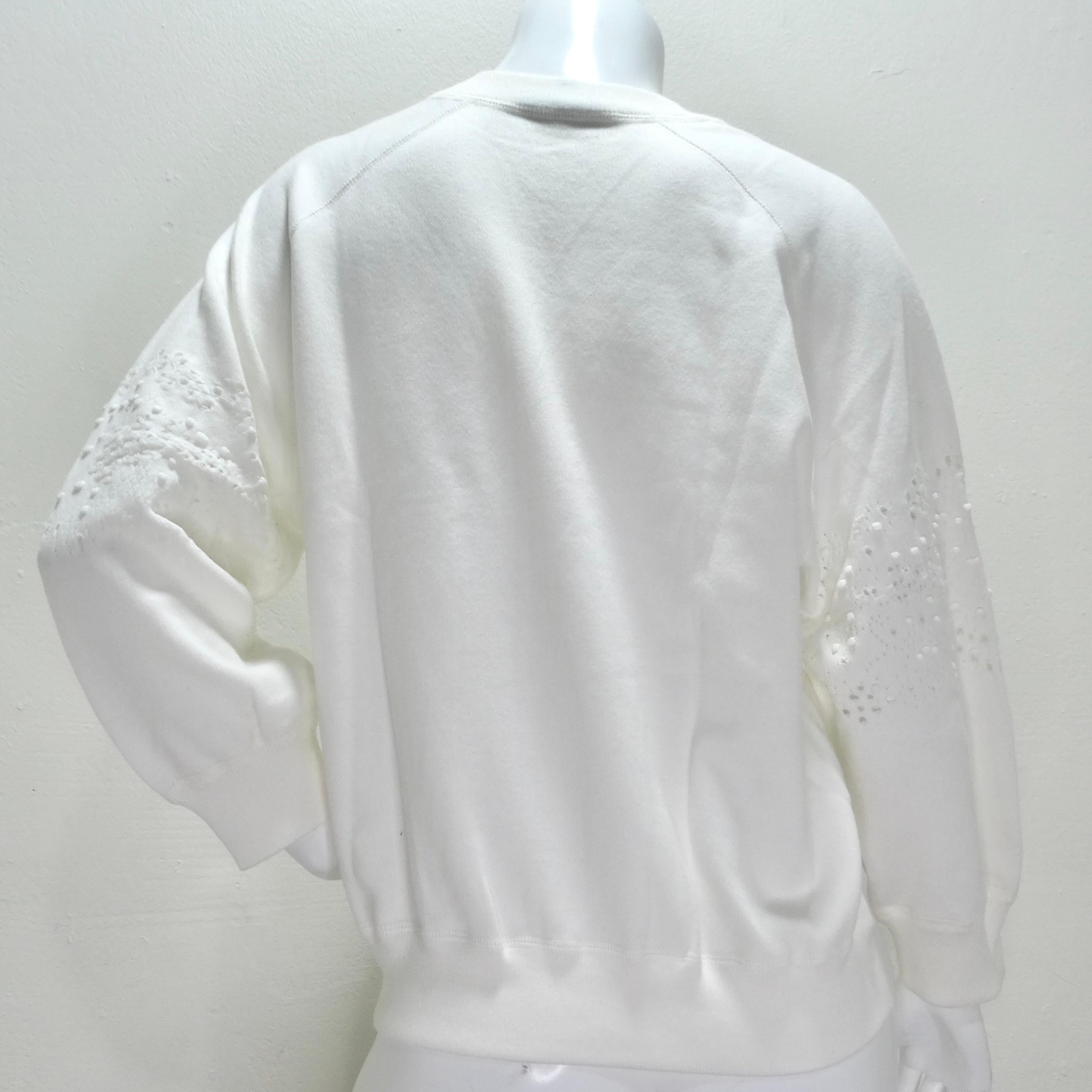 Chanel White Perforated Knit Zip Up Sweater For Sale 2