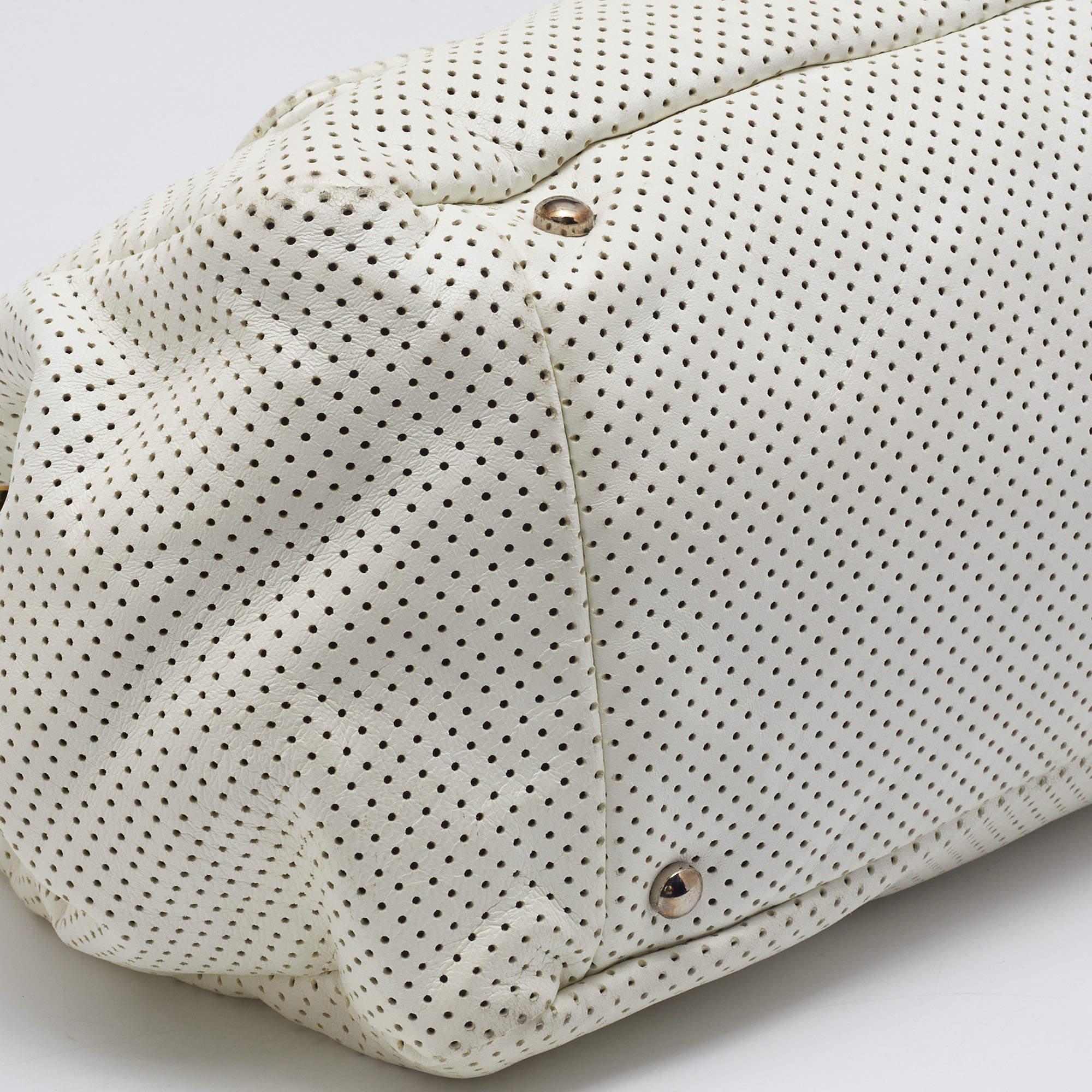 Chanel White Perforated Leather Accordion Flap Bag 4
