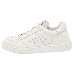 Chanel White Perforated Leather CC Low Top Sneakers Size 37