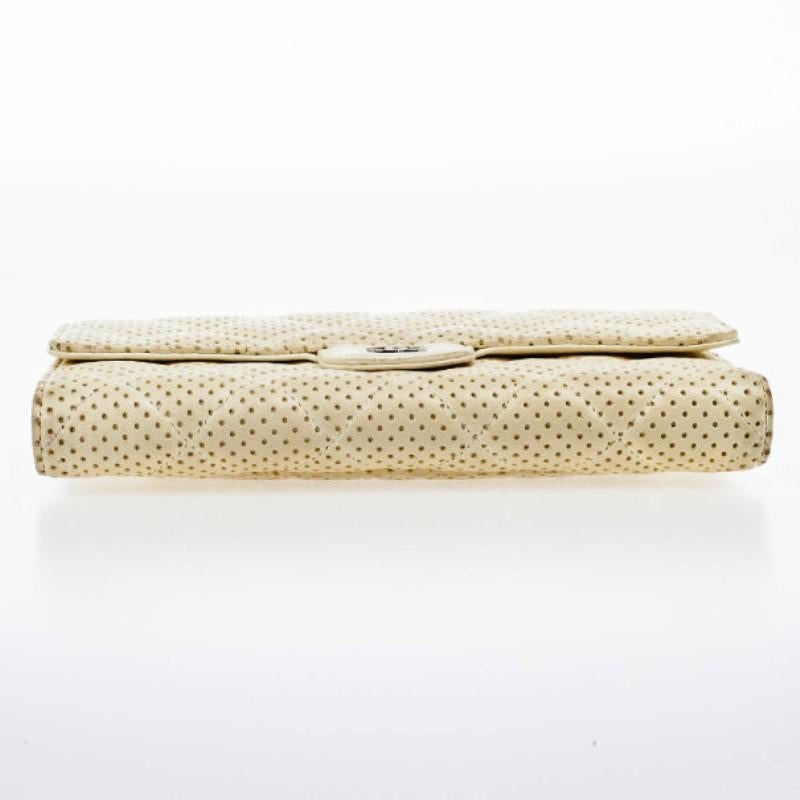 Chanel White Perforated Leather Continental Wallet 5