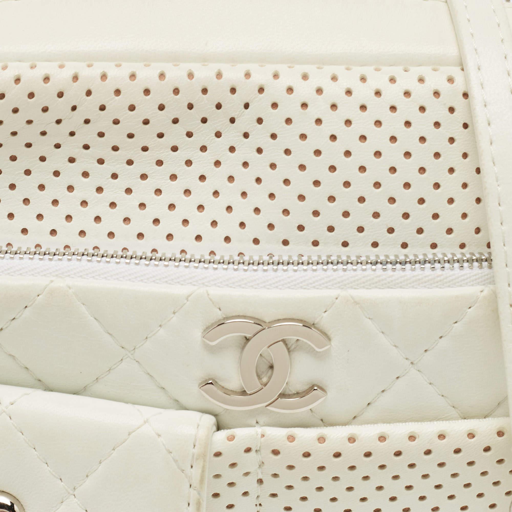 Chanel White Perforated Leather Ultra Pocket Camera Bag 9