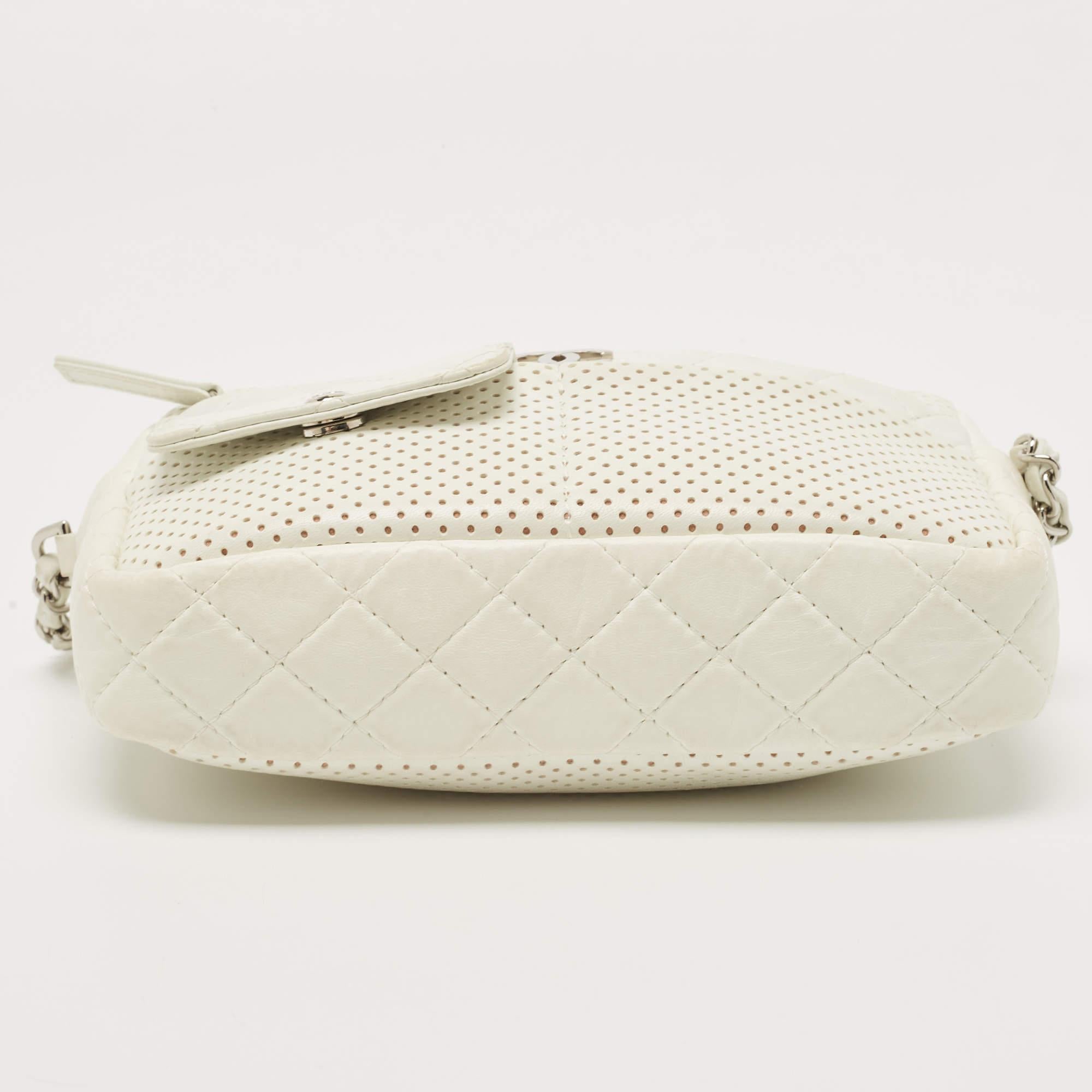 Chanel White Perforated Leather Ultra Pocket Camera Bag 11