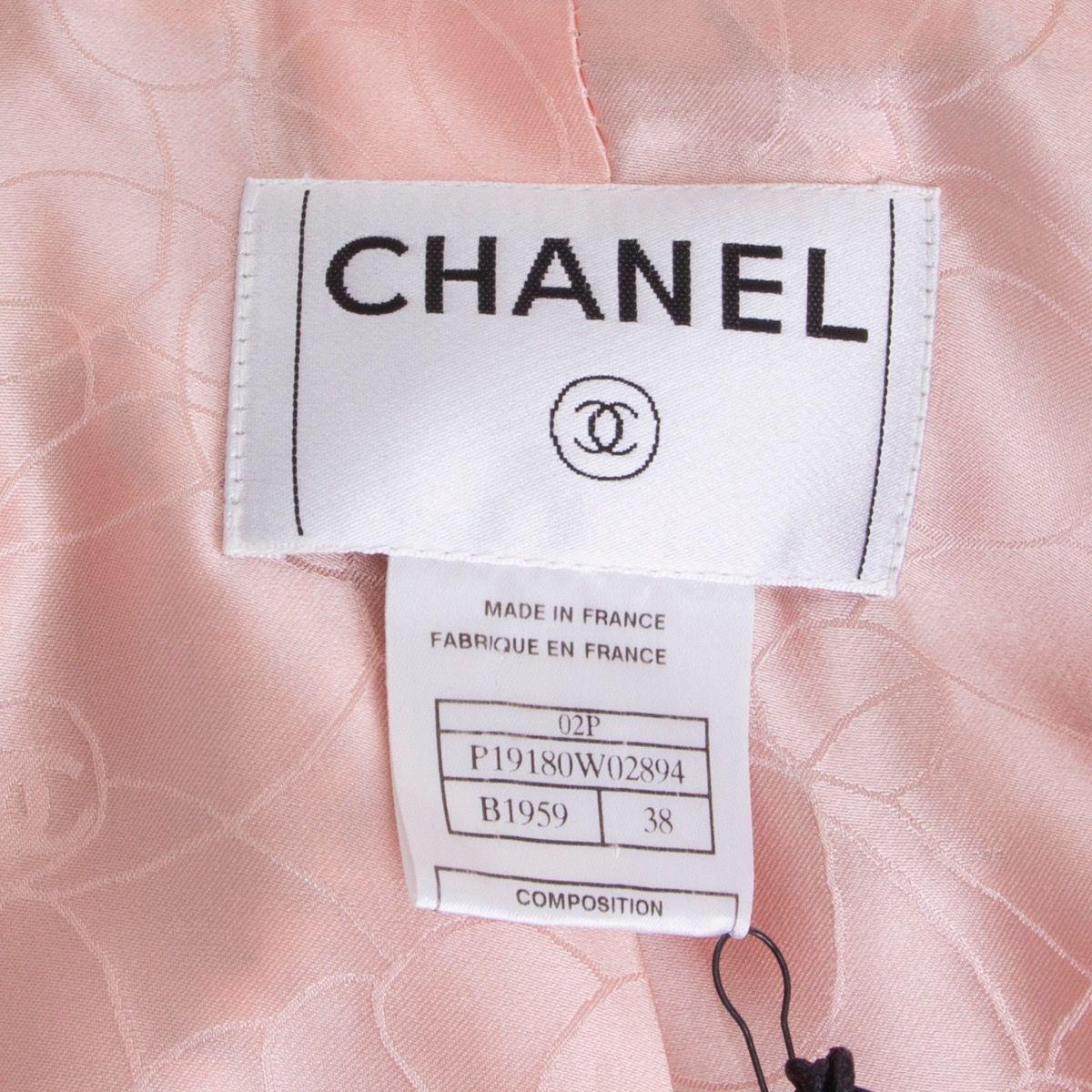 Beige CHANEL white & pink cotton HOUNDSTOOTH Tweed Jacket 38 S