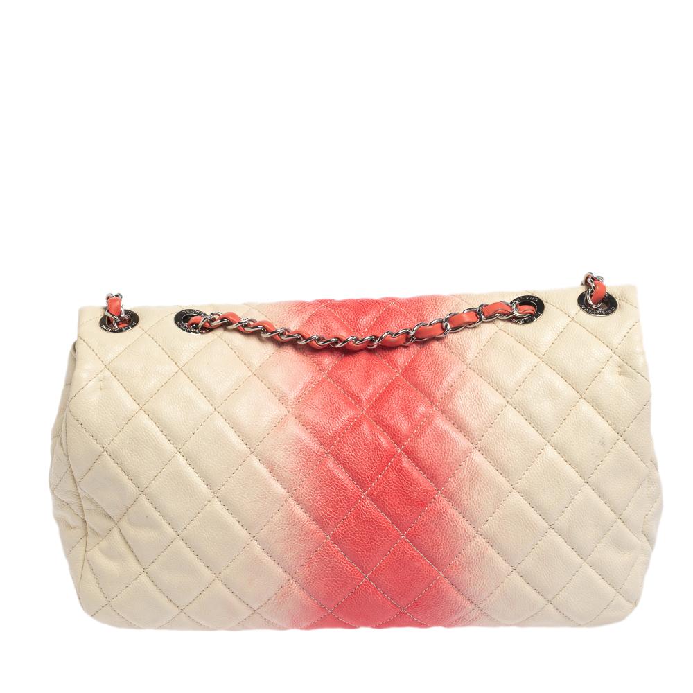 We are in utter awe of this flap bag from Chanel as it is appealing in a surreal way. Exquisitely crafted from leather in their quilt design, it bears the signature label on the canvas interior and the iconic CC turn-lock on the flap. The piece has