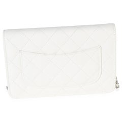 Chanel White Pink Quilted Caviar Woven CC Wallet On Chain