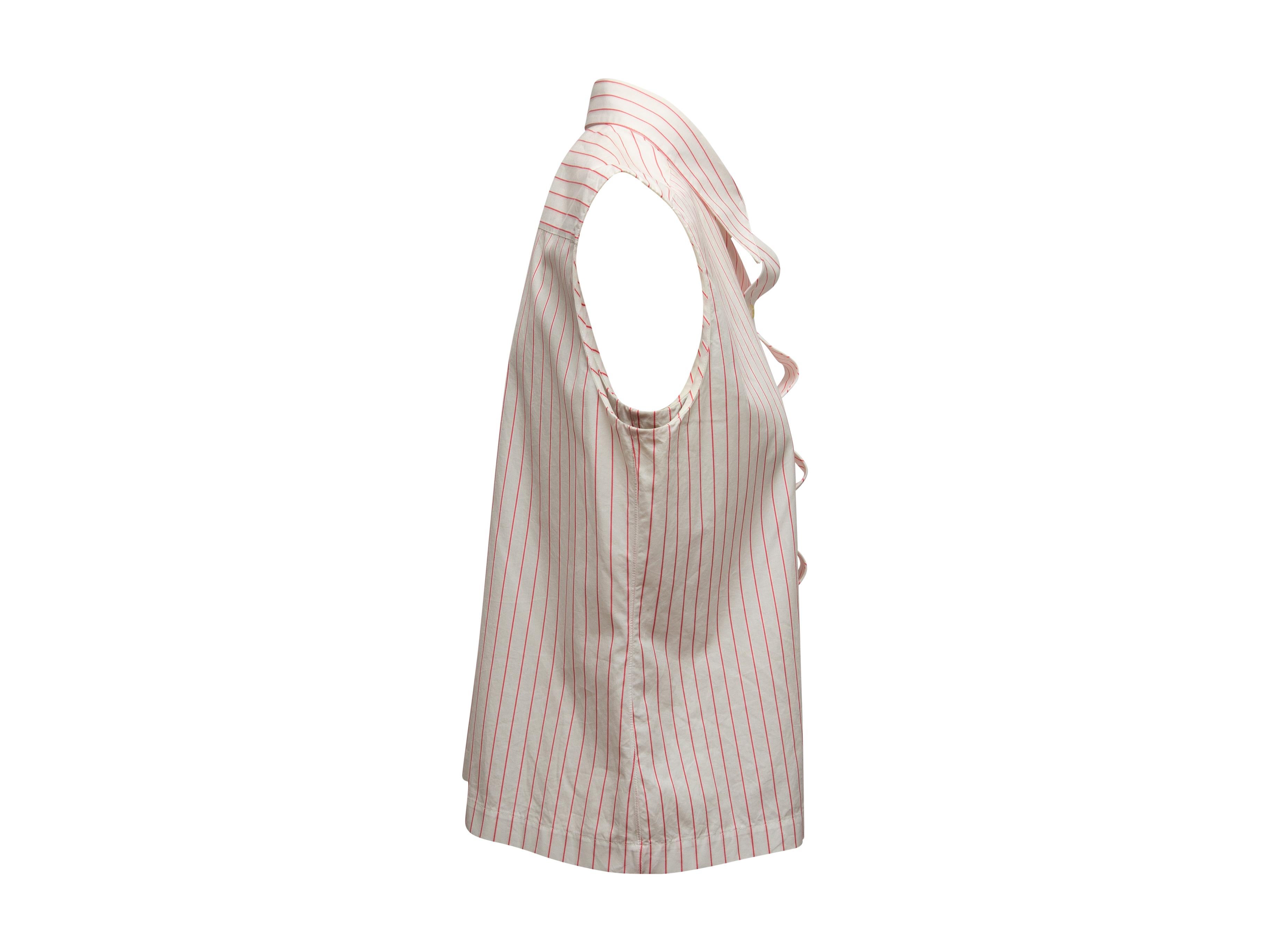 Chanel White & Pink Sleeveless Button-Up Top In Excellent Condition In New York, NY
