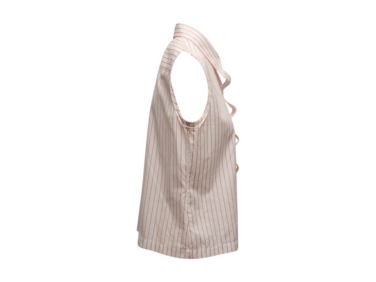 Chanel White & Pink Sleeveless Button-Up Top For Sale 1