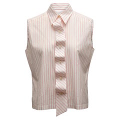 Chanel White & Pink Sleeveless Button-Up Top
